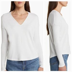Rag & Bone The Long Sleeve Loose Fit Knit Shirt White Small